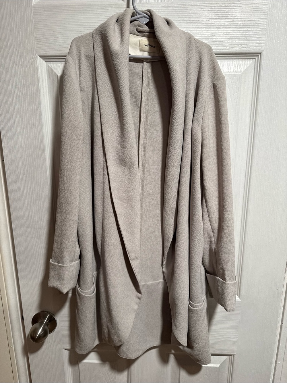 Wilfred Open-Front Draped Robe Cardigan in Light Taupe